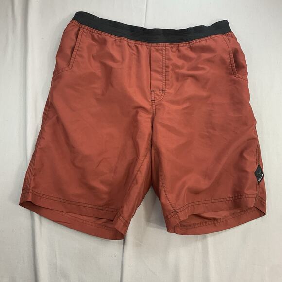 Prana Shorts Mens Reddish Brown On Elastic Waist Pocket Outdoors Large - Picture 1 of 8
